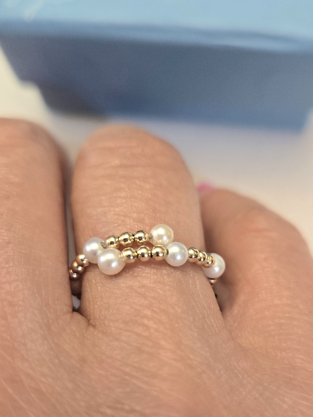 14kt Solid Yellow Gold Beaded Bypass Ring